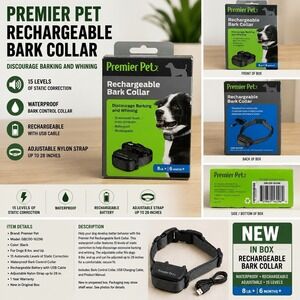 Premier Pet Dog Bark Collar, Discourage Barking‎ & Whining, 15 Levels SEALED NEW